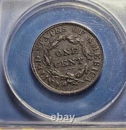 1823/2 Gros Cent en cuivre à tête de couronne, pièce de monnaie en cuivre ANACS XF40 Détails