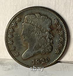 1825 demi-cent classique tête demi-cent VF / XF, Meilleure date Même tonification Pièce de monnaie de 198 ans