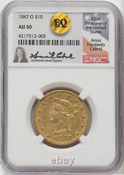 1847 O US Gold $10 Aigle à tête de liberté NGC AU 50