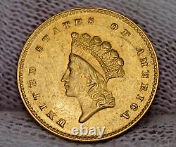 1854 Or $1,00 Tête d'Indien Type 2 en or. #28