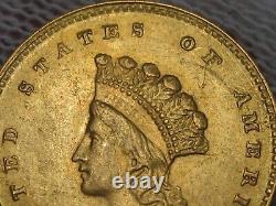 1854 Or $1,00 Tête d'Indien Type 2 en or. #28