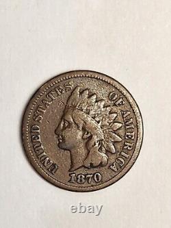 1870 Indian Head Penny Small Cent 
<br/>
  
<br/> Translation: 1870 Centime Petit Penny Tête d'Indien