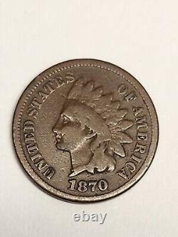 1870 Indian Head Penny Small Cent <br/>  <br/> Translation: 1870 Centime Petit Penny Tête d'Indien
