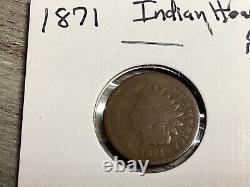 1871 Cent à tête indienne - Date complète - Très rare - Livraison gratuite - 082023-0077