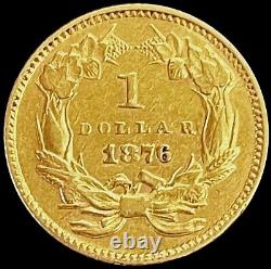 1876 Or USA Princesse Tête $1 Dollar Pièce Type 3 Date Rare