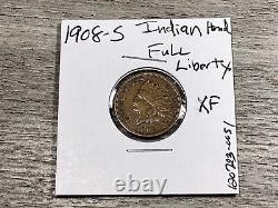 1908-S Indian Head Cent Penny-XF Condition with FULL LIBERTY-120723-0051	
	<br/>			1908-S Centime tête d'indien en bon état avec LIBERTÉ COMPLÈTE-120723-0051