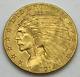 1914-d 2,5 $ Pièce D'or à Tête Indienne, Non Certifiée