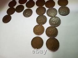 28 pièces de 1 centime d'Indian Head LOT de 8 dates différentes 1900-1908 BELLES PIÈCES État de conservation : Bien Très Bien +