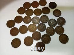 28 pièces de 1 centime d'Indian Head LOT de 8 dates différentes 1900-1908 BELLES PIÈCES État de conservation : Bien Très Bien +