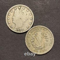 50x Pièces de 5 cents des Etats-Unis avec le portrait de la Liberté V? Lot de vente de succession 1883-1912 Rare