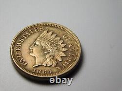 Ancienne pièce de la guerre civile américaine 1864 Indian Head Cent Penny