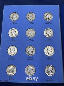 Collection complète de pièces de monnaie de quart de dollar de Washington vintage 1946-1959! LOT P 14