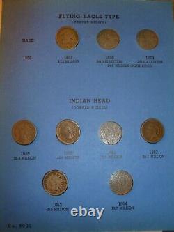 Collection de cents à tête d'indien de l'aigle volant 1857 à 1909 série de 35 pièces #A12-I-35