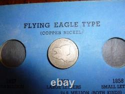 Collection de pièces de centimes Flying Eagle Indian Head Penny Cent #O-6-30 de 1857 à 1909