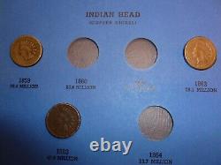 Collection de pièces de monnaie Indian Head Penny Cent Mon2#F2-33-I de 1859 à 1909 série de 33 pièces