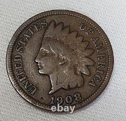 Date clé 1908 S Indian Head Penny Cent Belle pièce de monnaie