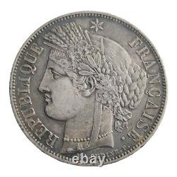 France 5 Francs Ceres Tête 1851 Un Joli Toning de Haut Grade Couronne en Argent de Taille 5E