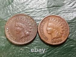 Lot de 12 pièces de un centime de tête d'indien de dates et états variés 1898-1908