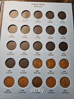 Lot de 30 pièces de un cent indiennes 1880-1909 de différents années avec album de collectionneur