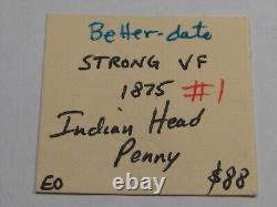 Meilleure date STRONG VF 1875 Indian Head Penny. #1