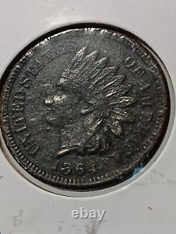 Penny tête indienne de 1864 BLACK BEAUTY STUNNING Pièce unique avec un attrait visuel A/280