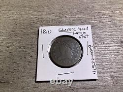 Pièce de un cent américain en cuivre de 1810 avec un portrait classique - 111523-0009