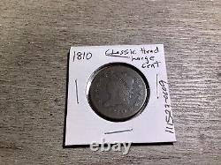Pièce de un cent américain en cuivre de 1810 avec un portrait classique - 111523-0009