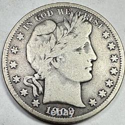 Pièce originale en argent demi-dollar Barber Liberty Head de 1902 en très bon état Choice VG