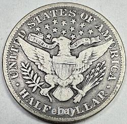 Pièce originale en argent demi-dollar Barber Liberty Head de 1902 en très bon état Choice VG