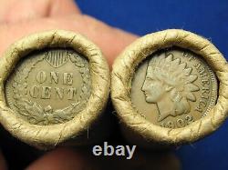 Un rouleau de pièces de monnaie anciennes de têtes indiennes d'un centime de fusil à canon, lot de vente de rouleau de pièces de monnaie anciennes de 1859 à 1909