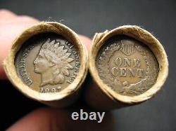 Un rouleau de pièces de monnaie anciennes de têtes indiennes d'un centime de fusil à canon, lot de vente de rouleau de pièces de monnaie anciennes de 1859 à 1909